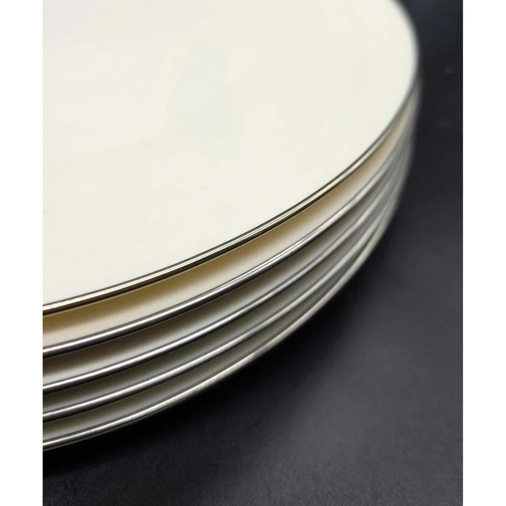 Set/5 Lenox Dinner Plates X 303P Coupe Style Olympia Platinum Edge 10.25